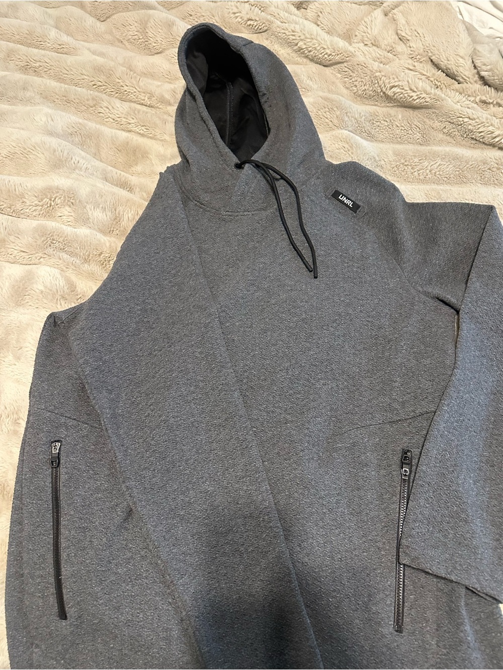 UNRL Men's Gray Hooded Pullover Sweatshirt - elevation hoodie